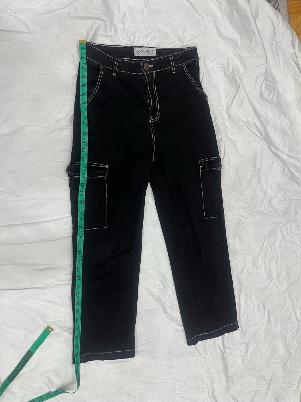 GOGO Black Relaxed Carpenter Pants with Contrast Stitching